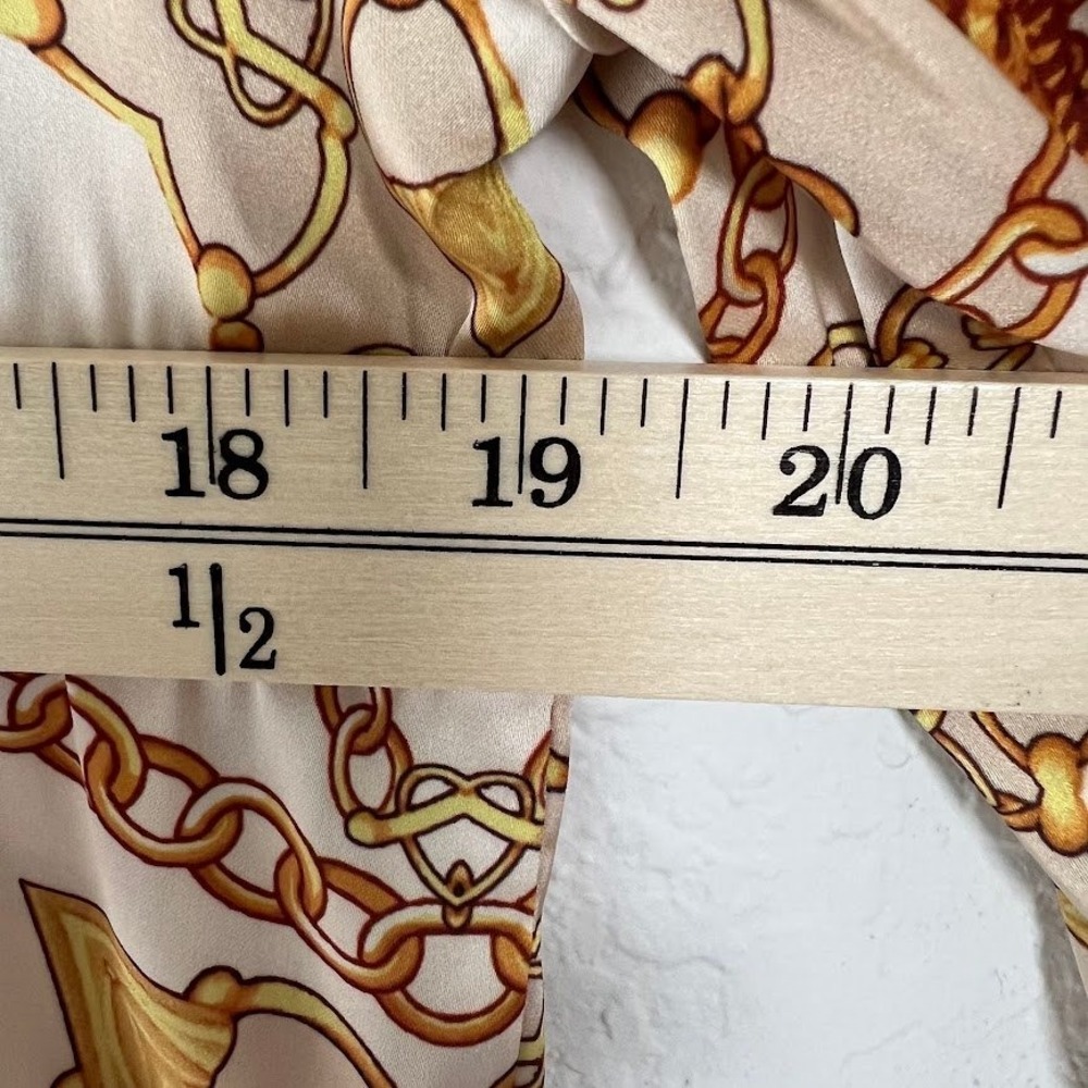 Guess Chain Print Button Front Blouse Womens XS Ivory Gold Long Sleeve - Picture 10 of 10
